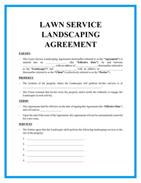 Lawn Service Agreement Template