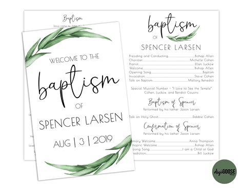 Lds Baptism Program Template Free