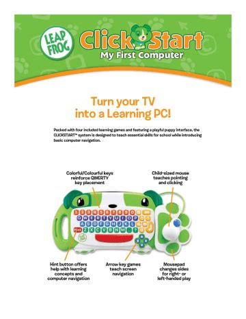 Leapfrog Clickstart My First Computer Instruction Manual