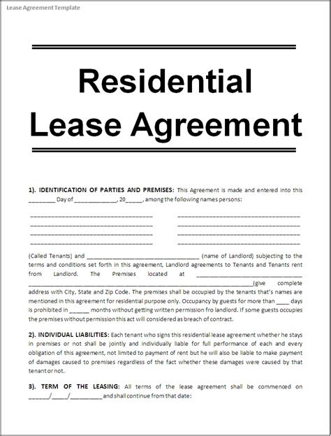 Lease Agreement Printable