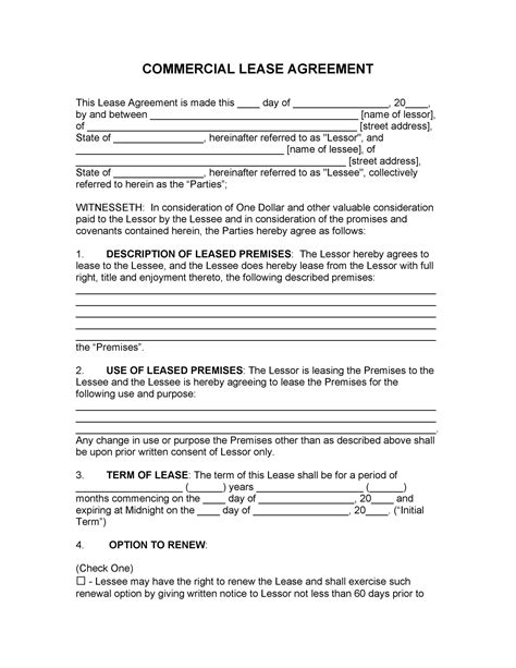 Lease Document Template