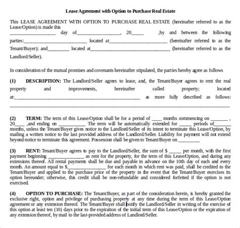 Lease Purchase Contract Template