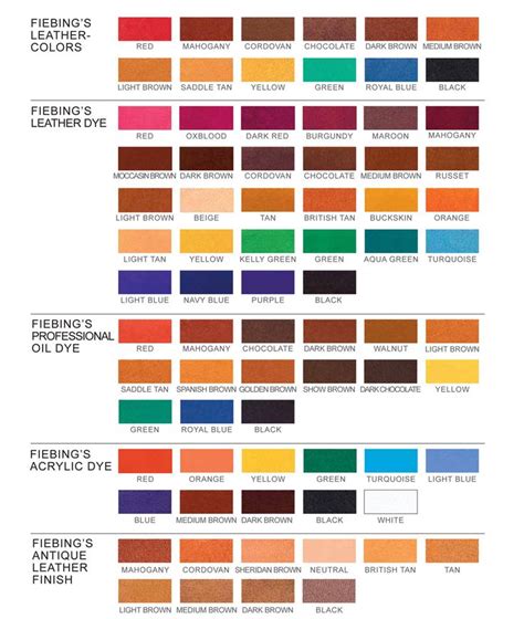 Leather Furniture Dye Color Chart