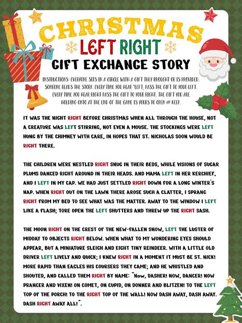 Left Right Christmas Story Free Printable