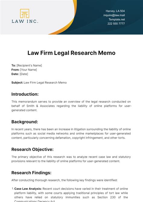 Legal Research Memo Template