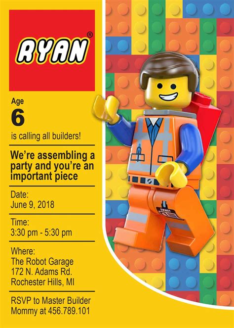 Lego Invitation Template