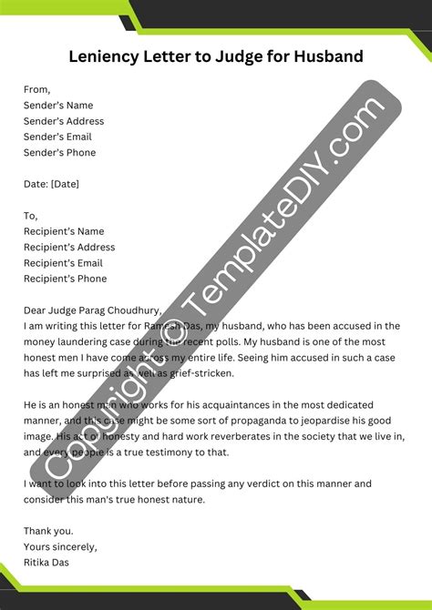 Leniency Letter To Judge Template