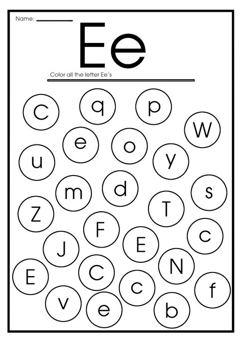 Letter E Printables