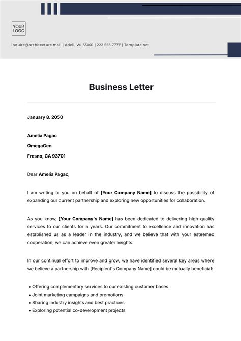 Letter Format Template Business