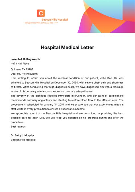Letter From Hospital Template