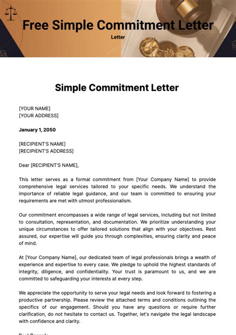 Letter Of Commitment Template