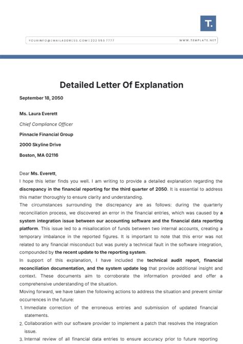 Letter Of Explanation Template