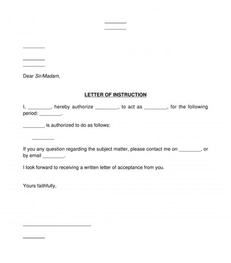Letter Of Instruction Template