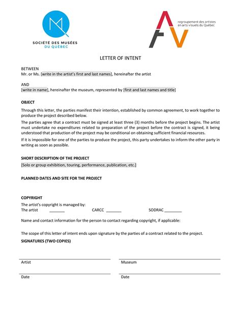 Letter Of Intent Sample Template