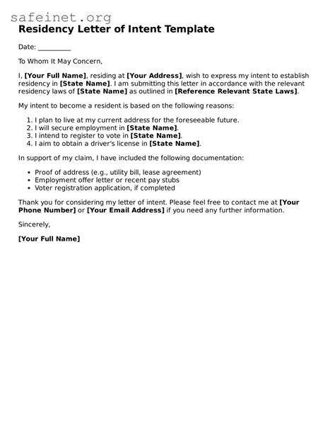 Letter Of Intent Template Residency