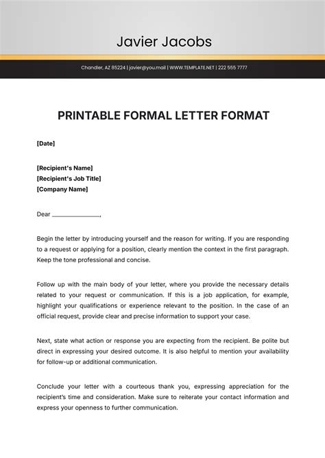 Letter Template Format