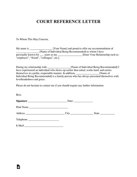 Letter To Court Template