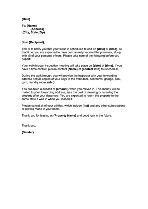 Letter To Landlord Moving Out Template