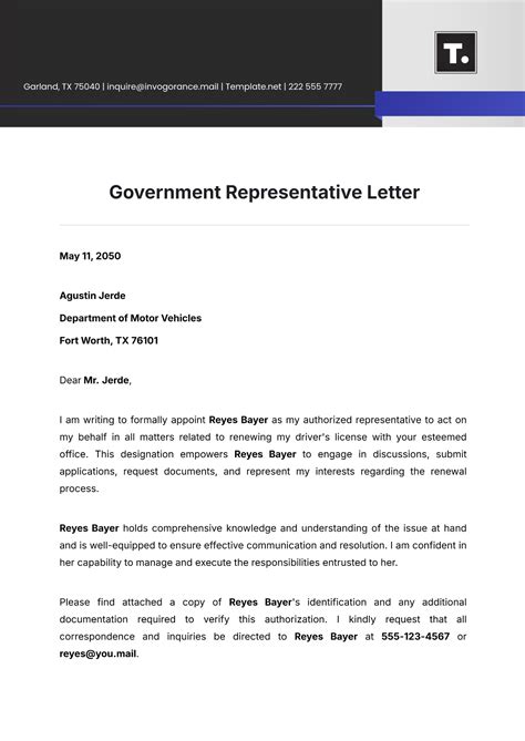 Letter To State Representative Template
