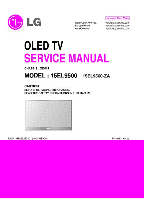 Lg 15el9500 15el9500 Za Oled Tv Service Manual