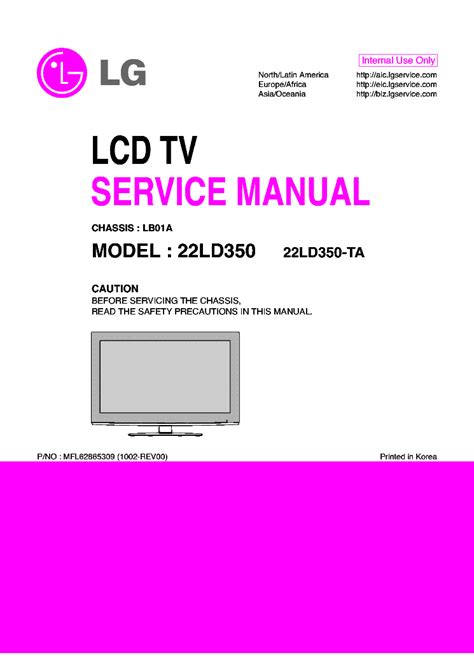 Lg 22ld350 22ld350c Lcd Tv Service Manual Download