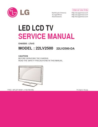 Lg 22lv2500 22lv2500 Sg Led Lcd Tv Service Manual