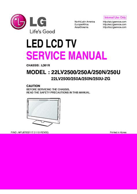 Lg 22lv2500 250a 250n 250u Zg Led Lcd Tv Service Manual
