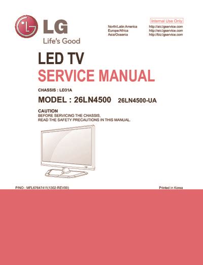 Lg 26ln4500 26ln4500 Ua Led Tv Service Manual