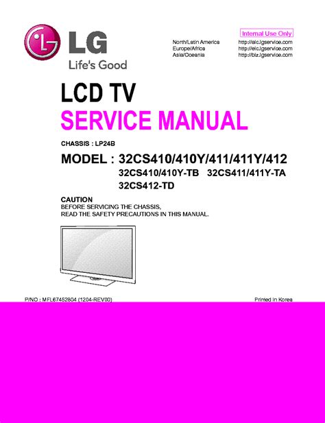 Lg 32cs412 Td Lcd Tv Service Manual Download