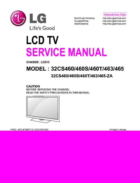 Lg 32cs460 Za Service Manual And Repair Guide