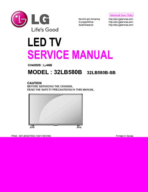 Lg 32lb580b 32lb580b Sb Led Tv Service Manual