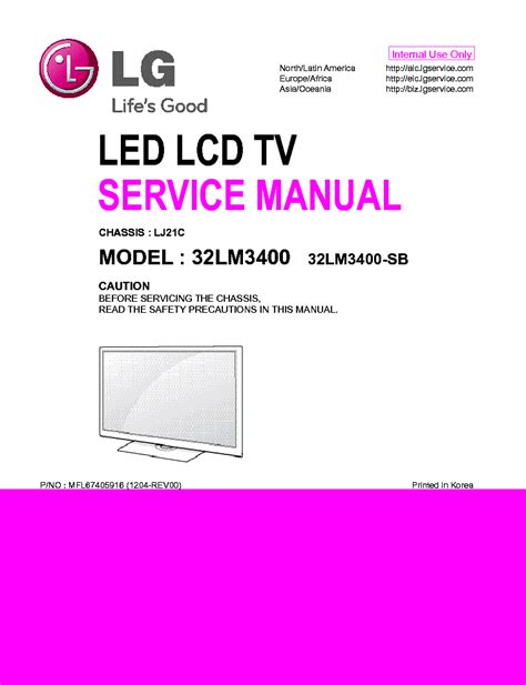 Lg 32lm3400 32lm3400 Sb Led Lcd Tv Service Manual