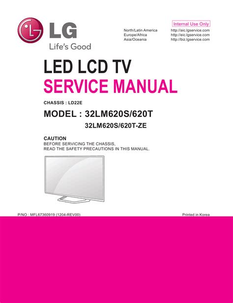 Lg 32lm620s 620t Ze Led Lcd Tv Service Manual