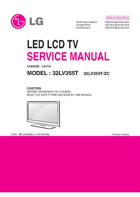 Lg 32lv355t 32lv355t Zc Led Lcd Tv Service Manual