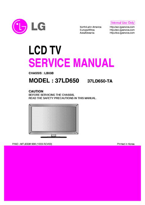 Lg 37ld650 37ld650 Ta Lcd Tv Service Manual Download