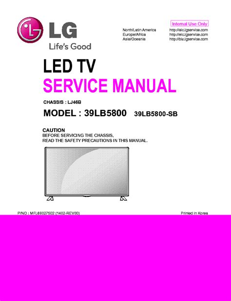 Lg 39lb5800 39lb5800 Sb Led Tv Service Manual