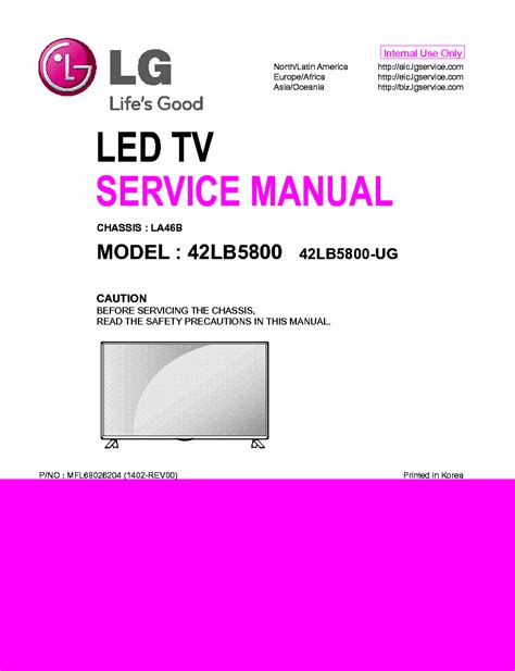 Lg 42lb5800 42lb5800 Ug Led Tv Service Manual