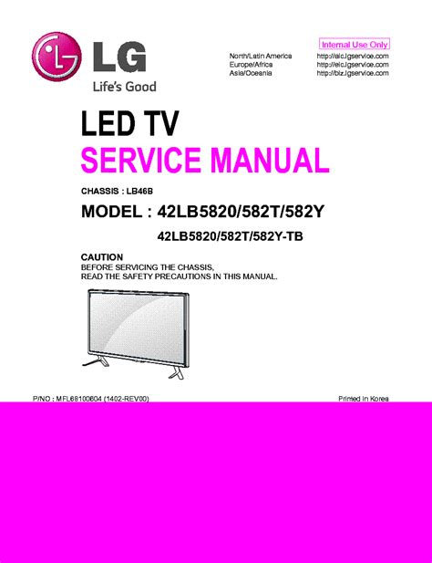 Lg 42lb5820 582t 582y Tb Led Tv Service Manual