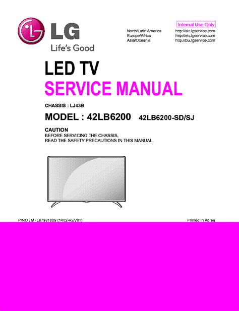 Lg 42lb6200 42lb6200 Sd Sj Led Tv Service Manual