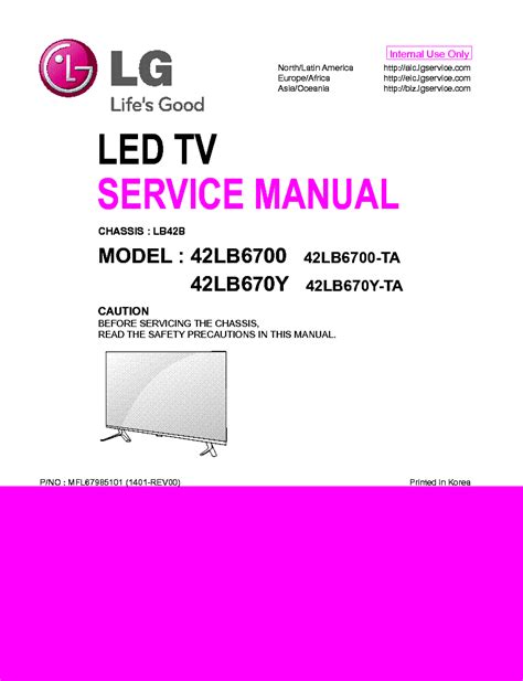 Lg 42lb6700 42lb6700 Cb Led Tv Service Manual