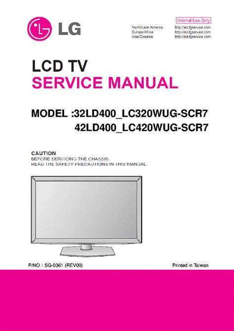 Lg 42ld400 Lc420wug Scr7 Lcd Tv Service Manual Download