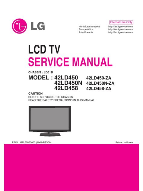 Lg 42ld450 42ld450n 42ld458 Lcd Tv Service Manual