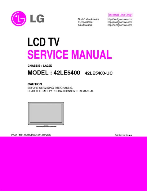 Lg 42le5400 42le5400 Uc Lcd Tv Service Manual
