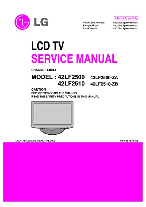 Lg 42lf2500 42lf2510 Lcd Tv Service Manual