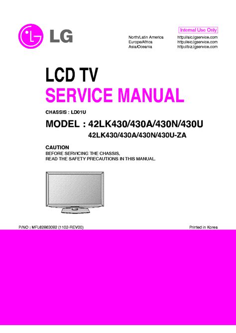 Lg 42lk430 430a 430n 430u Za Lcd Tv Service Manual