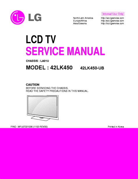 Lg 42lk450 42lk450 Ub Lcd Tv Service Manual Download