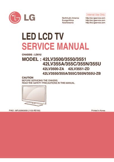 Lg 42lv3500 42lv355 42lv3550 Service Manual Repair Guide