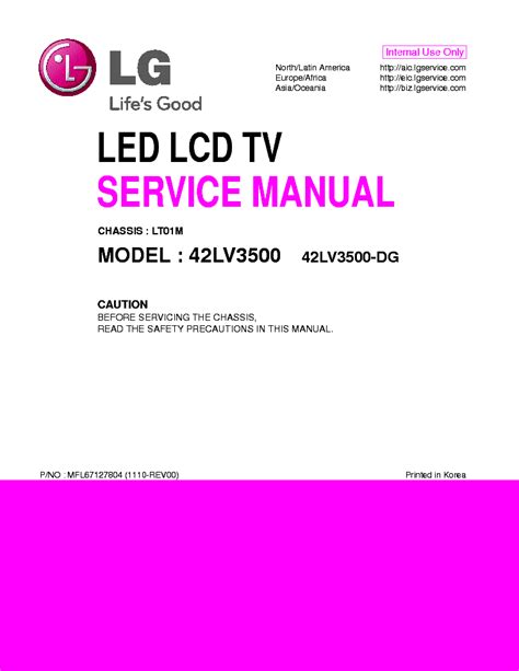 Lg 42lv3500 Da Service Manual Repair Guide