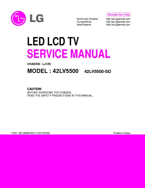 Lg 42lv5500 Sd Service Manual And Repair Guide