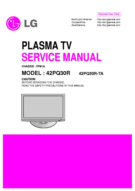 Lg 42pq30r 42pq30r Ta Plasma Tv Service Manual